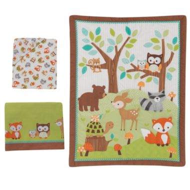 Bedtime Originals Friendly Forest White/Brown/Green Woodland Animals & Trees 3-Piece Nursery Baby Crib Bedding Set. View a larger version of this product image.