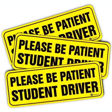 Zone Tech "Please Be Patient Student Driver Vehicle Bumper Magnet - 3-Pack Premium Quality Neon “Please Be Patient Student Driver Safety Sign Bumper Magnet. View a larger version of this product image.