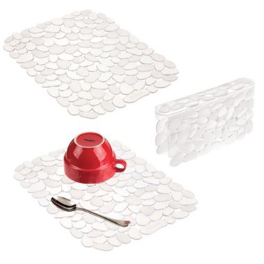 mDesign Plastic Kitchen Sink Protector Set, Pebble Design, Set of 3. View a larger version of this product image.
