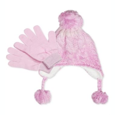 Fab Little Girl's 2 Pc Ombre Hat & Gloves Set Pink Size Regular. View a larger version of this product image.