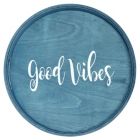Alternate image 0 for Elegant Designs Decorative 13.75" Round Wood Serving Tray with Handles, "Good Vibes"