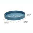 Alternate image 3 for Elegant Designs Decorative 13.75" Round Wood Serving Tray with Handles, "Good Vibes"