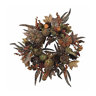 Nearly Natural 28" Autumn Pumpkin Wreath. View a larger version of this product image.