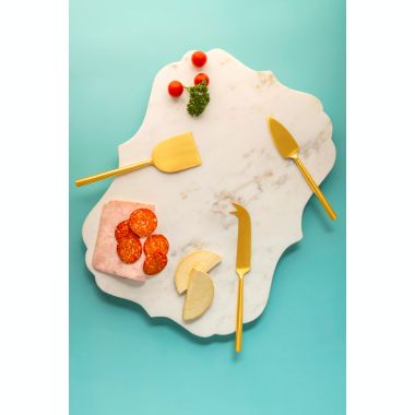 GAURI KOHLI Jubilant Marble Cheese Board With Gold Knives. View a larger version of this product image.