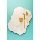 Alternate image 2 for GAURI KOHLI Jubilant Marble Cheese Board With Gold Knives