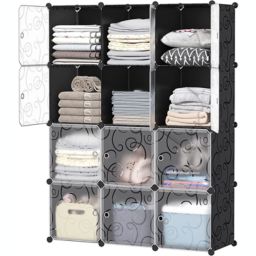 Ktaxon 12-Cube DIY Portable Closet, Plastic Bookshlef Wardrobe Cabinet Storage Organizer w/Doors