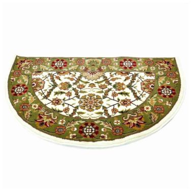 Northline 46" Half Round Ivory and Green Floral Hearth Rug. View a larger version of this product image.