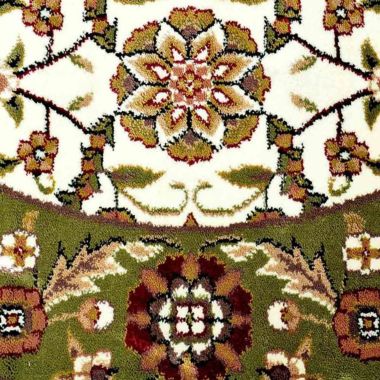 Northline 46" Half Round Ivory and Green Floral Hearth Rug. View a larger version of this product image.
