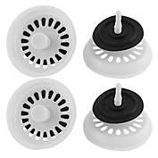Unique Bargains Plastic Bathroom Sink Strainer Drainer Drain Stopper Filter 4pcs White, with Rubber Stopper for Kitchen Sink, Prevent Clogs in Sink