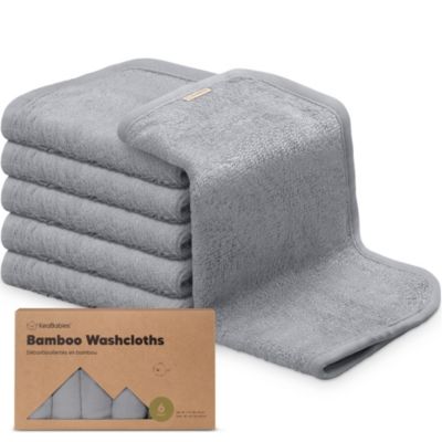 KeaBabies 6pk Baby Washcloths, High Absorbent and Soft Baby Towels and Washcloths, Baby Bath Towel (Cool Gray)