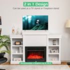 Alternate image 2 for Costway 70 Inches Freestanding Mantel Stand Fireplace Cabinet White