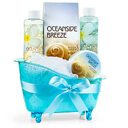 Freida and Joe Oceanside Breeze Fragrance Bath & Body Spa Gift Set in a Blue Tub Basket