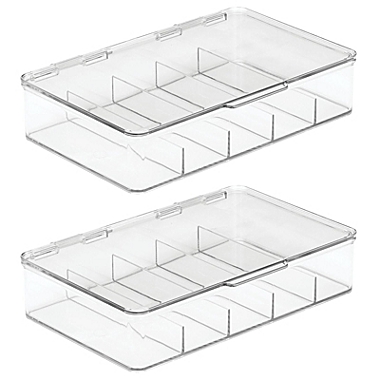 mDesign Plastic Divided First Aid Box Kit, 5 Sections/Hinge Lid, 2 Pack - Clear. View a larger version of this product image.