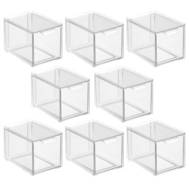 mDesign Plastic Stackable Bathroom Vanity Storage Organizer with Drawer. View a larger version of this product image.