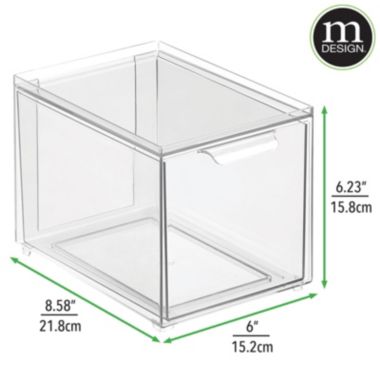 mDesign Plastic Stackable Bathroom Vanity Storage Organizer with Drawer. View a larger version of this product image.