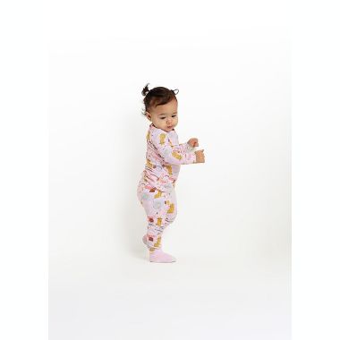 Sleep On It Infant/Toddler Girls Animal Zoo Snug Fit 2-Piece Pajama Sleep Set With Matching Socks. View a larger version of this product image.