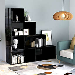vidaXL Book Cabinet/Room Divider High Gloss Black 61