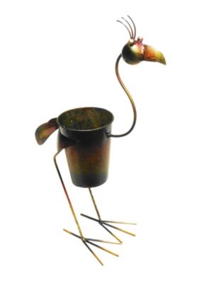 D-Art collection Handmade Home Garden Decorative Figurine Multi Color Iron Standing Rooster Planter Decor