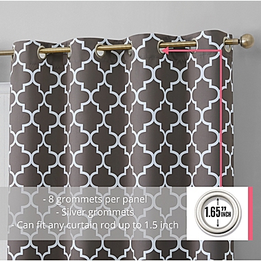 THD Royal Lattice Decorative Blackout Thermal Privacy Room Darkening Grommet Window Drapes Curtain Panels for Bedroom - Set of 2. View a larger version of this product image.