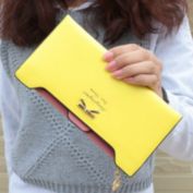 Kitcheniva Cute Bow Leather Slim Purse for Women, Yellow