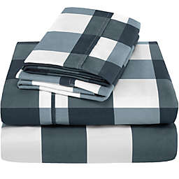 Bare Home Sheet Set - Premium 1800 Ultra-Soft Microfiber Sheets - Double Brushed - Hypoallergenic - Wrinkle Resistant (Gingham Blue, Twin XL)