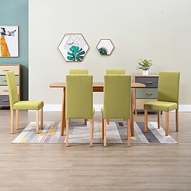 vidaXL Dining Chairs 6 pcs Green Fabric. View a larger version of this product image.
