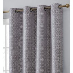 THD Venice Moroccan Tile 100% Full Complete Blackout Heavy Thermal Insulated Energy Saving Heat/Cold Blocking Grommet Curtain Drapery Panels for Bedroom & Living Room, Set of 2