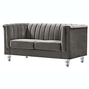 Passion Furniture Sunset 62 in. Dark Gray Velvet 2-Seater Sofa