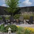 Alternate image 0 for Merrick Lane Ayala 5 Piece Outdoor Leisure Set with Set of 4 Slate Gray Poly Resin Adirondack Chairs and Star and Moon Iron Fire Pit