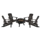 Alternate image 2 for Merrick Lane Ayala 5 Piece Outdoor Leisure Set with Set of 4 Slate Gray Poly Resin Adirondack Chairs and Star and Moon Iron Fire Pit