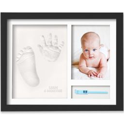KeaBabies Baby Handprint and Footprint Kit, Personalized Baby Picture Frame Print Kit, Baby Keepsake Gifts (Onyx Black)