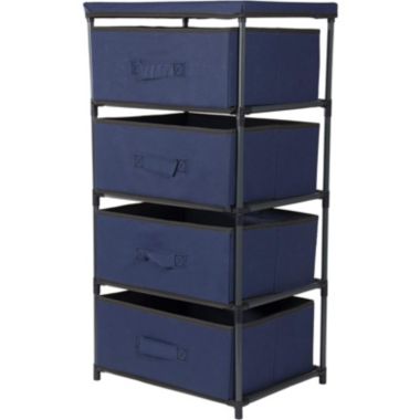 Juvale 4-Tier Drawer Clothes Organizer, Fabric Storage Dresser for Clothing, Linens, Closet Organization (Navy Blue, 16.5 x 13 x 33 In). View a larger version of this product image.