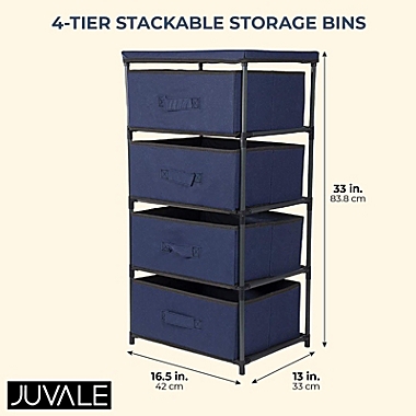 Juvale 4-Tier Drawer Clothes Organizer, Fabric Storage Dresser for Clothing, Linens, Closet Organization (Navy Blue, 16.5 x 13 x 33 In). View a larger version of this product image.