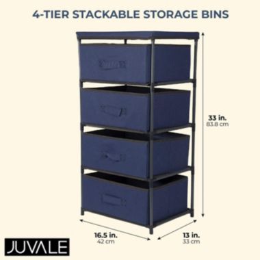 Juvale 4-Tier Drawer Clothes Organizer, Fabric Storage Dresser for Clothing, Linens, Closet Organization (Navy Blue, 16.5 x 13 x 33 In). View a larger version of this product image.