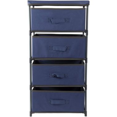 Juvale 4-Tier Drawer Clothes Organizer, Fabric Storage Dresser for Clothing, Linens, Closet Organization (Navy Blue, 16.5 x 13 x 33 In). View a larger version of this product image.