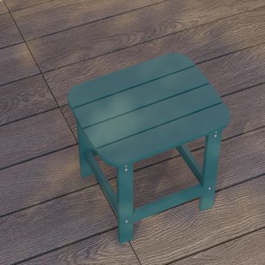 Merrick Lane Riviera Poly Resin Indoor/Outdoor All-Weather Adirondack Side Table in Teal. View a larger version of this product image.