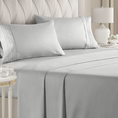 CGK Unlimited 4 Piece Deep Pocket Microfiber (Muted, Vibrant, Heathered) Sheet Set - Queen - French Grey