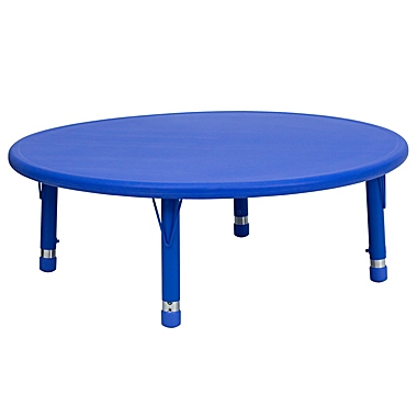 Flash Furniture 45&#39;&#39; Round Blue Plastic Height Adjustable Activity Table - Blue. View a larger version of this product image.