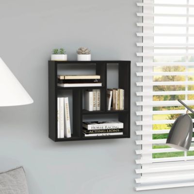 Details about   Black Wood Shelf Wall Mount Floating Round Wall Shelves for Home Book Shelf USA 