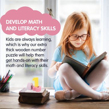 Leo & Friends Wooden Chunky Number Math Puzzle, Numbers 0-9, Addition, Subtraction, Multiplication, Division, Equal Sign Included   Fun Educational Number Game for Children 3+. View a larger version of this product image.