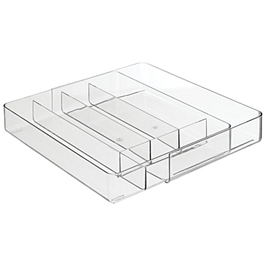 mDesign Expandable Plastic Kitchen Drawer Storage Cutlery Tray - Clear. View a larger version of this product image.