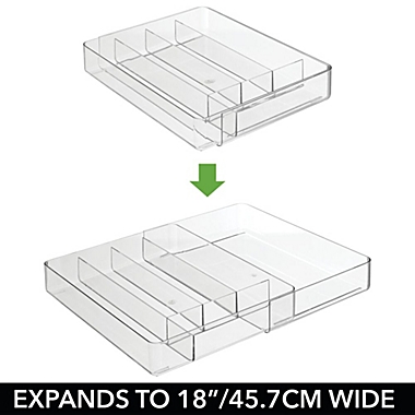 mDesign Expandable Plastic Kitchen Drawer Storage Cutlery Tray - Clear. View a larger version of this product image.