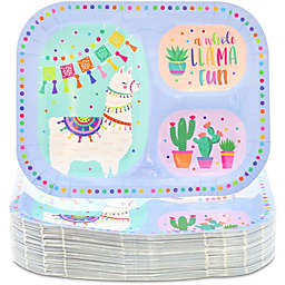 Blue Panda Llama Birthday Party Supplies, Paper Plates (9.25 x 7 in, 48 Pack)