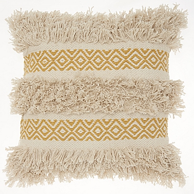 Mina Victory Life Styles Diamond Stripe Texture Throw Pillow - Yellow 18"X18". View a larger version of this product image.