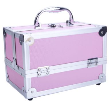 Inq Boutique Aluminum Makeup Train Case Jewelry Box Cosmetic Organizer with Mirror 9"x6"x6" RT. View a larger version of this product image.