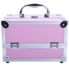 Alternate image 1 for Inq Boutique Aluminum Makeup Train Case Jewelry Box Cosmetic Organizer with Mirror 9"x6"x6" RT