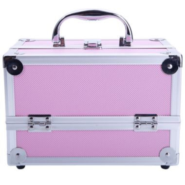 Inq Boutique Aluminum Makeup Train Case Jewelry Box Cosmetic Organizer with Mirror 9"x6"x6" RT. View a larger version of this product image.
