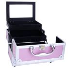 Alternate image 3 for Inq Boutique Aluminum Makeup Train Case Jewelry Box Cosmetic Organizer with Mirror 9"x6"x6" RT