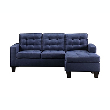 Yeah Depot Earsom Sectional Sofa (Rev. Chaise), Blue Linen. View a larger version of this product image.