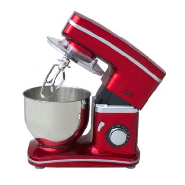 Sunpentown 8-Speed 5.5 Qt Electric Food Stand Mixer with Steel bowl,  Red - Includes Whisk, Dough Hook and Mixer Blade. View a larger version of this product image.